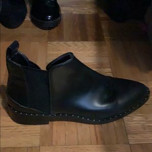 Black leather booties